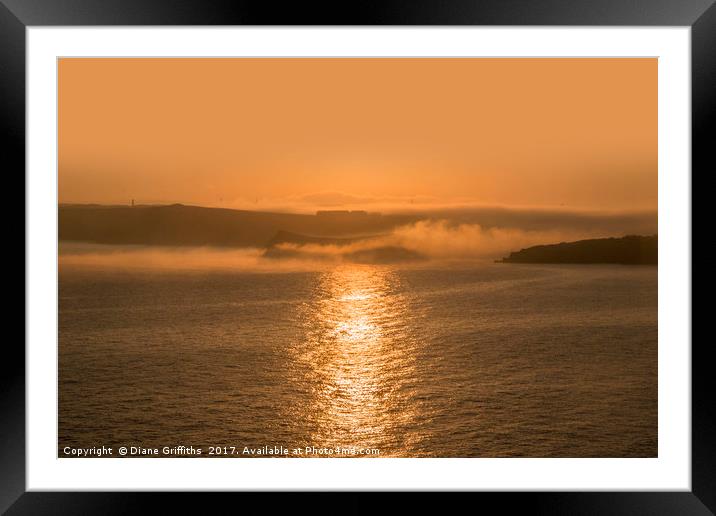 Misty Sunrise over Newquay Framed Mounted Print by Diane Griffiths
