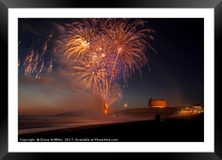 Fireworks from Fistral Beach Framed Mounted Print by Diane Griffiths