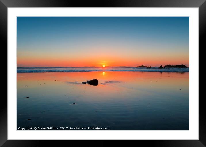 Sunset on Crantock Beach Framed Mounted Print by Diane Griffiths