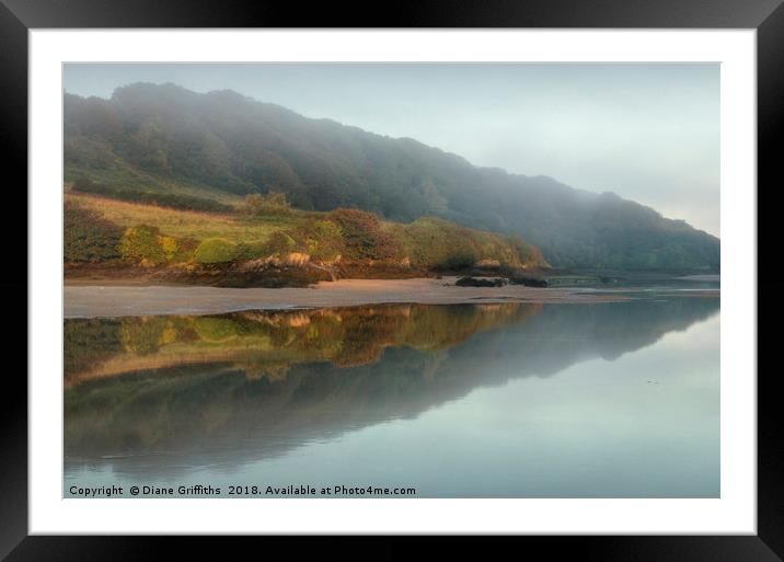 Reflection in the Gannel Crantock Framed Mounted Print by Diane Griffiths