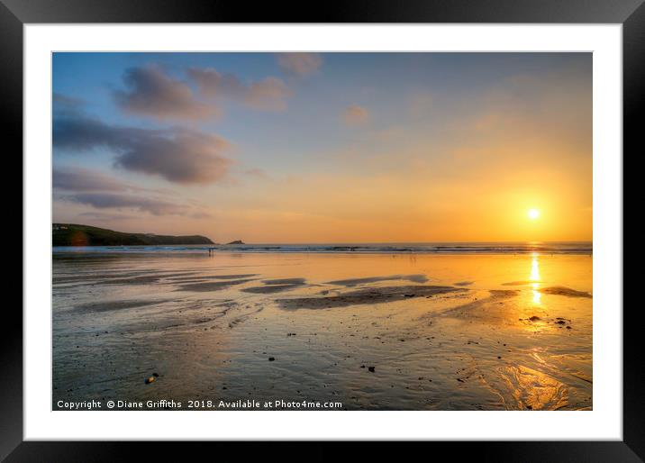 Fistral Beach Sunset Newquay Framed Mounted Print by Diane Griffiths