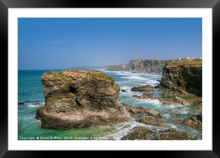 North Cornwall Coastline from Trevelgue Head Framed Mounted Print by Diane Griffiths