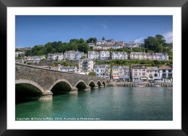 View across the bridge to East Looe Framed Mounted Print by Diane Griffiths