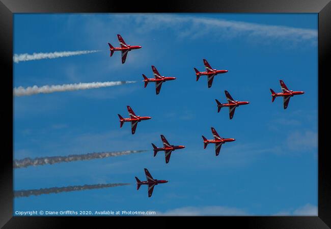 The Red Arrows at Kent County Show Framed Print by Diane Griffiths