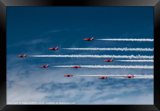 The Red Arrows at Kent County Show Framed Print by Diane Griffiths