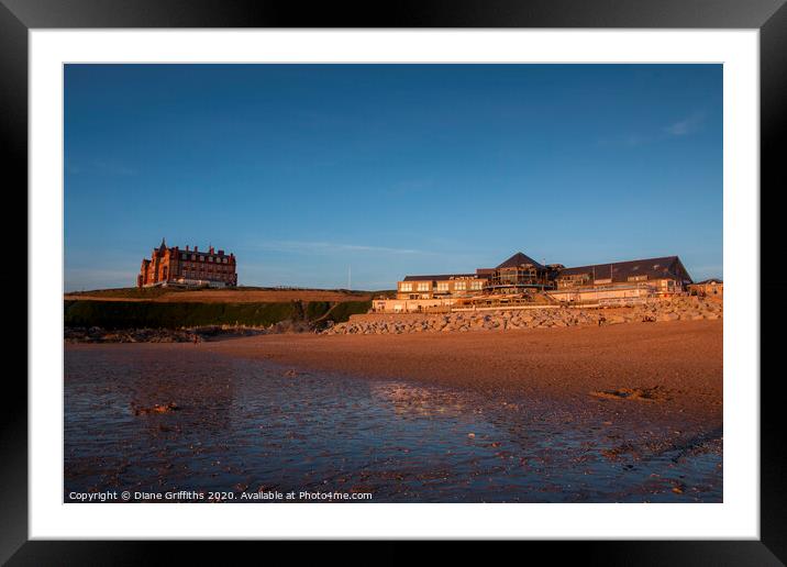Fistral Beach Complex and The Headland Hotel Framed Mounted Print by Diane Griffiths