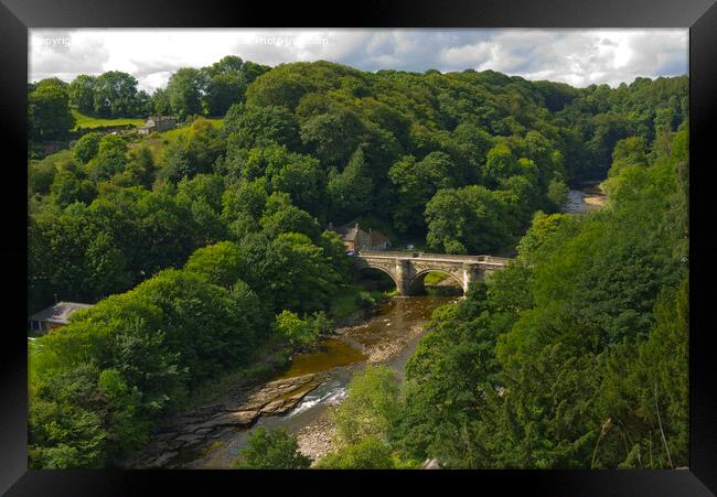 Green Bridge over the river Swale in Richmond North Yorkshire UK  Framed Print by Peter Jordan