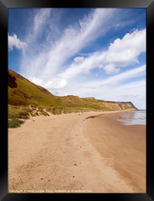 Cattersty Sands beach at Skinningrove Cleveland UK Framed Print by Peter Jordan