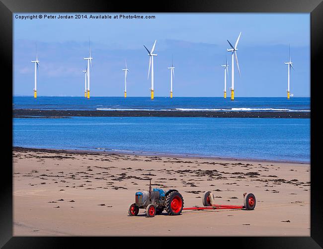 Tractor and Windfarm Framed Print by Peter Jordan