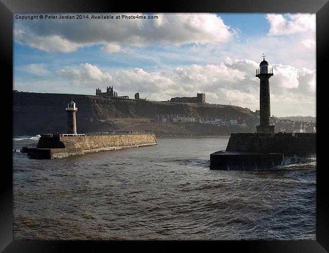 Whitby Harbour Entrance Framed Print by Peter Jordan