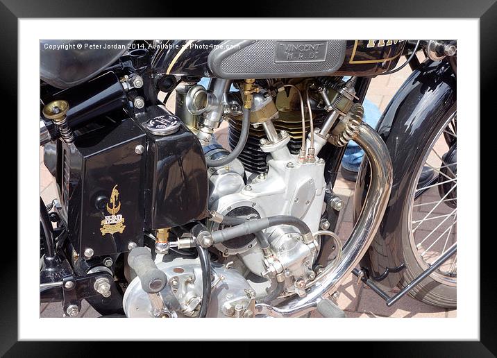  Vincent HRD 500cc Motor Cycle Engine Framed Mounted Print by Peter Jordan