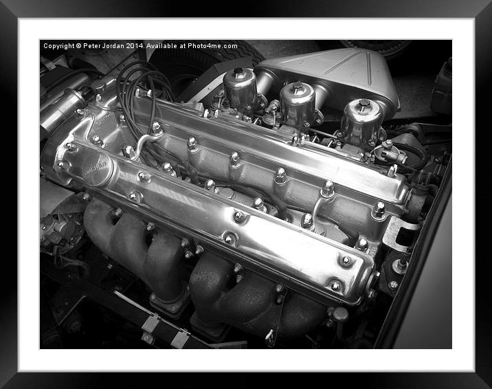  E-Type Jaguar Sports Car Engine Framed Mounted Print by Peter Jordan