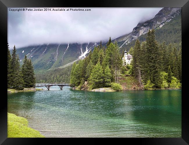  Austria Alpine Lake Church Framed Print by Peter Jordan