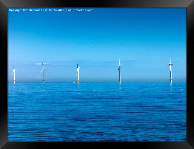 Wind Farm Calm Sea Framed Print by Peter Jordan