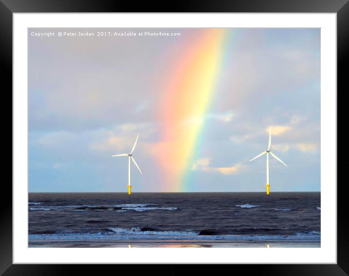 Two turbines from an Offshore Wind Farm with a rai Framed Mounted Print by Peter Jordan