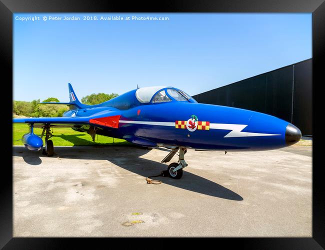 Hawker Hunter T7 two-seat trainer aircraft  on dis Framed Print by Peter Jordan