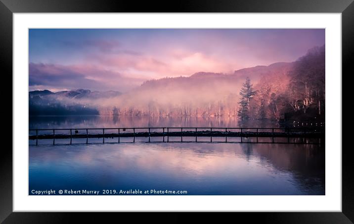 Mist rising from Loch Faskally Framed Mounted Print by Robert Murray