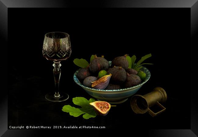 Still Life with Figs and Wine Framed Print by Robert Murray