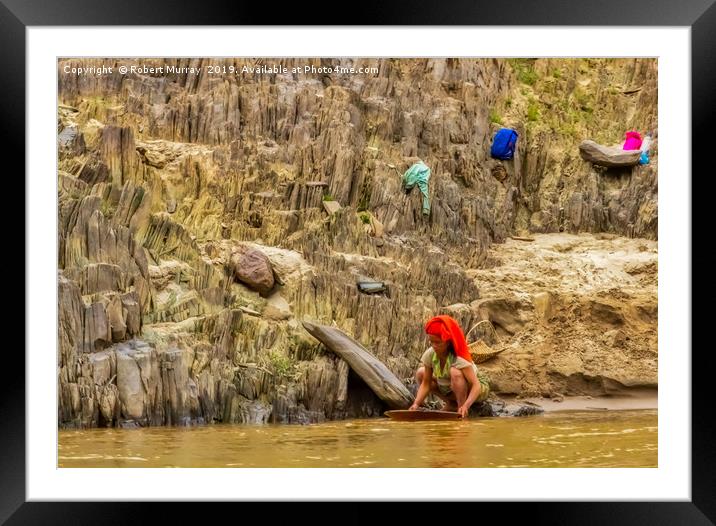 Panning for Gold on the Mekong River Framed Mounted Print by Robert Murray