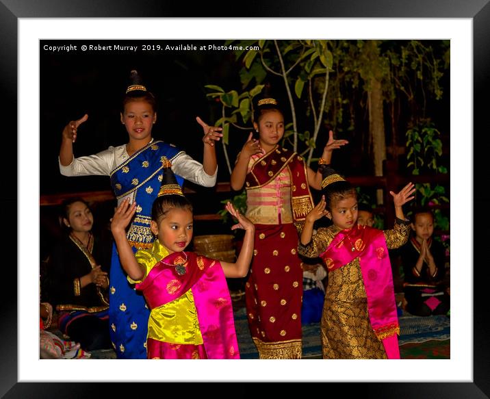 Laos children in traditional costumes dancing Framed Mounted Print by Robert Murray