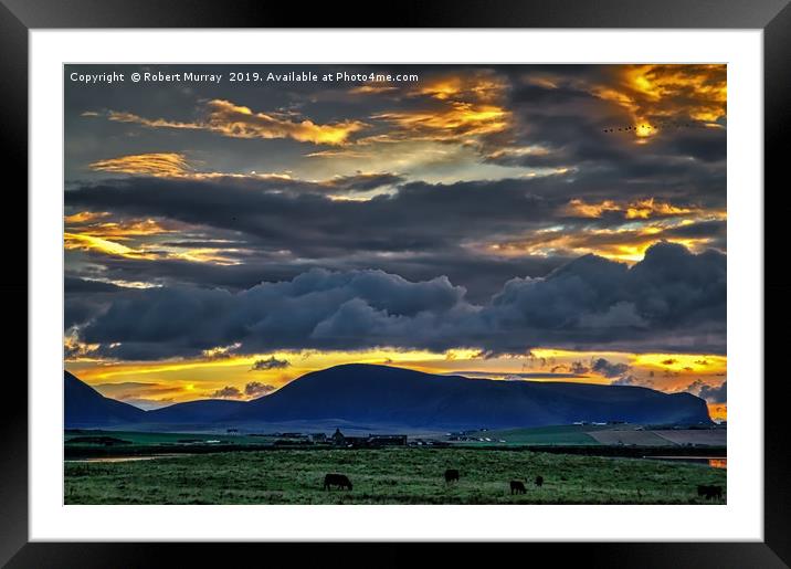 Dramatic evening sky over Orkney farmland Framed Mounted Print by Robert Murray