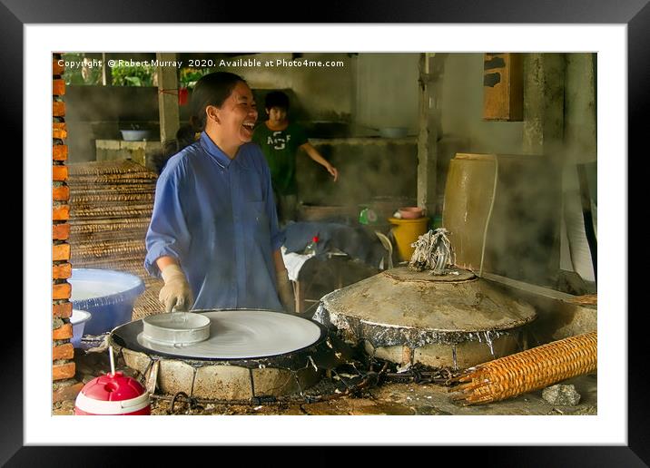 Making Rice Paper, Laos. Framed Mounted Print by Robert Murray