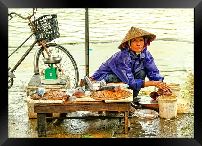 Vietnamese fish seller Framed Print by Robert Murray