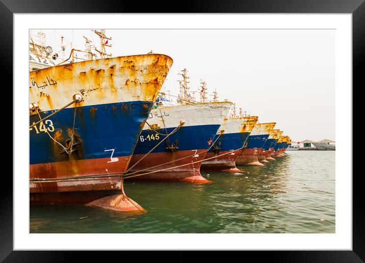Fishing boats in Agadir harbour Framed Mounted Print by Jason Wells