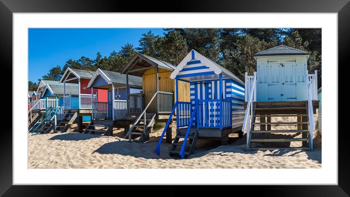 Colourful beach huts at Wells next the Sea Framed Mounted Print by Jason Wells