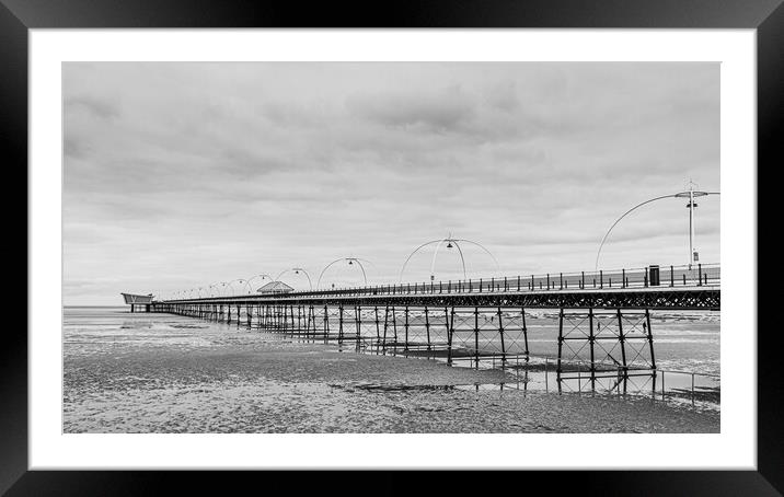 Southport Pier in black and white Framed Mounted Print by Jason Wells