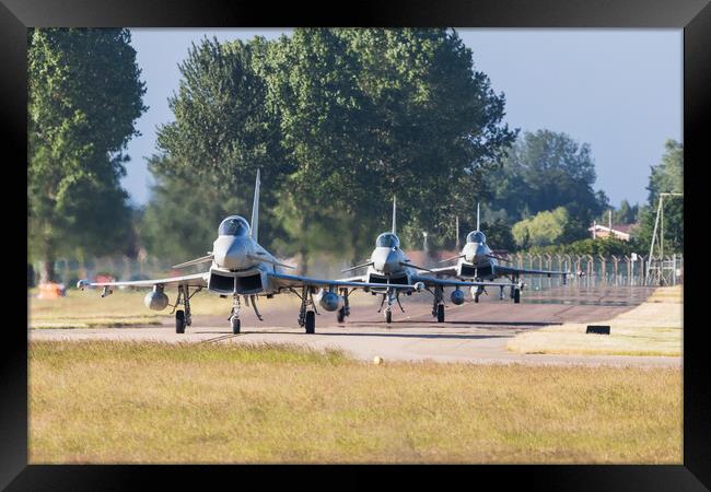 Three Eurofighter Typhoons taxiing out Framed Print by Jason Wells