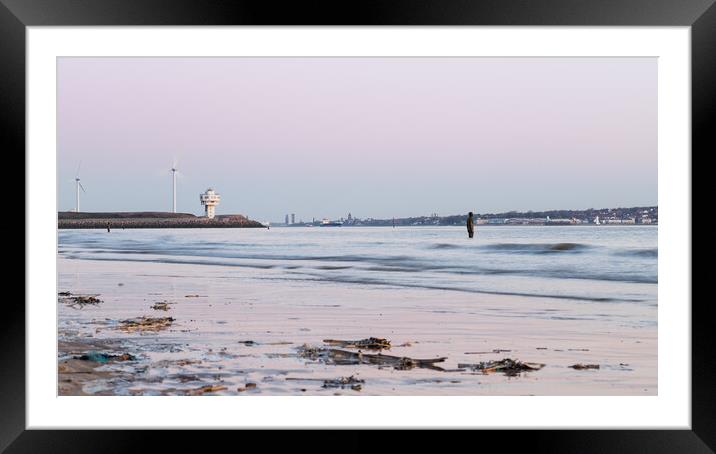 Iron Man watches a boat exiting the Mersey Framed Mounted Print by Jason Wells
