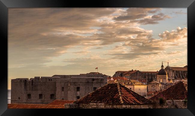 Dubrovnik cityscape at dusk Framed Print by Jason Wells