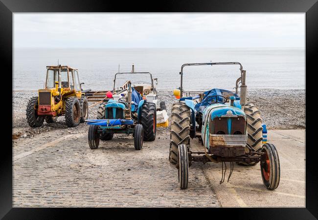 Tractors on the slipway at Cromer Framed Print by Jason Wells