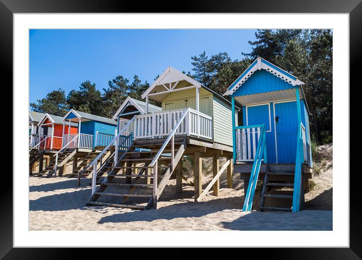 Colourful beach huts at Wells next the Sea Framed Mounted Print by Jason Wells