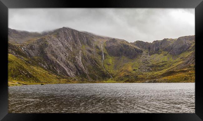 Sunshine and showers at Lake Idwal Framed Print by Jason Wells