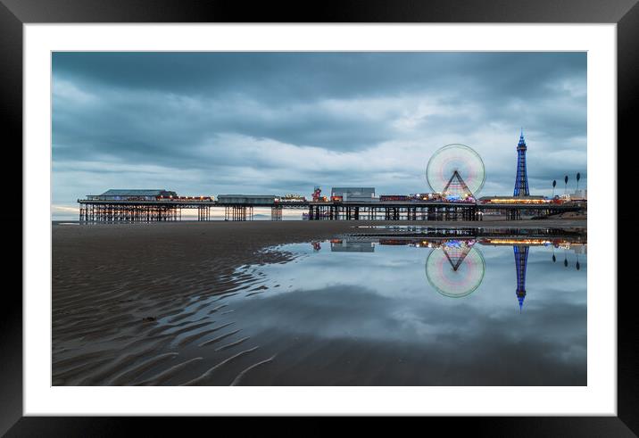 Ferris Wheel spinning on Central Pier in Blackpool Framed Mounted Print by Jason Wells