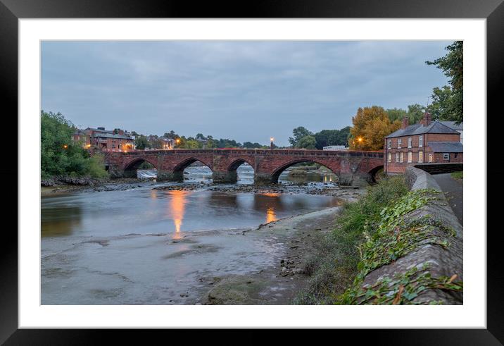 Red light streaks over the Old Dee Bridge Framed Mounted Print by Jason Wells