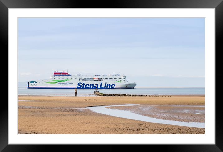 Stena Embla passes Another Place Framed Mounted Print by Jason Wells