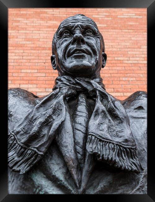 Close up of the Bill Shankly statue at Anfield stadium Framed Print by Jason Wells