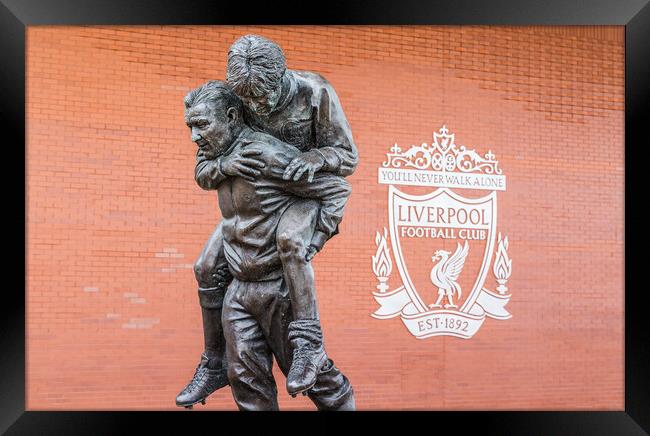 Bob Paisley statue at Anfield stadium Framed Print by Jason Wells