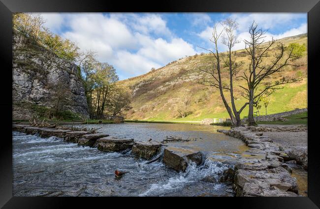 Dovedale stepping stones Framed Print by Jason Wells