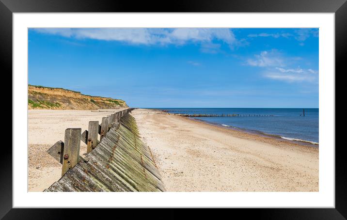 Happisburgh beach sea defences Framed Mounted Print by Jason Wells