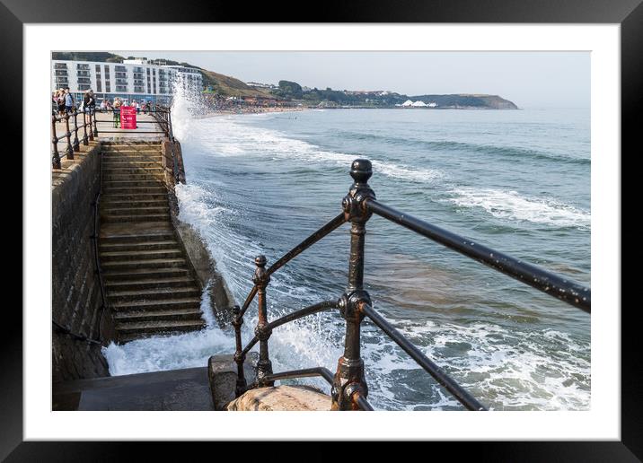 Waves crash into the steps and promenade Framed Mounted Print by Jason Wells
