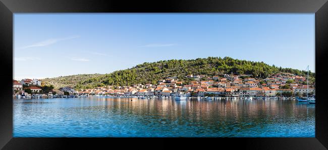 Houses on the hillside of Vela Luka Framed Print by Jason Wells