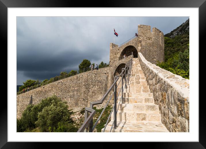 Bastion on the walls of Ston Framed Mounted Print by Jason Wells