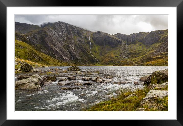 Water running from Lake Idwal Framed Mounted Print by Jason Wells
