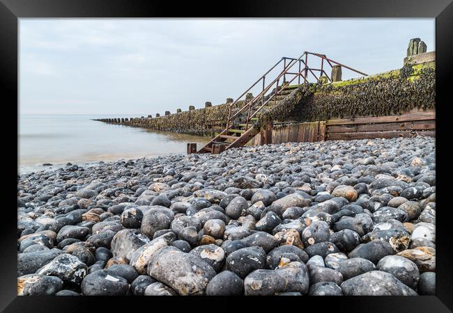 Wooden groyne on Cromer beach Framed Print by Jason Wells