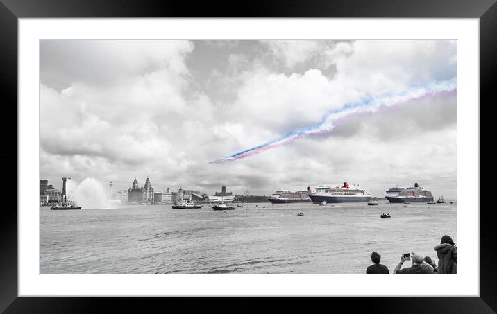 Red Arrows overflying the Three Queens Framed Mounted Print by Jason Wells