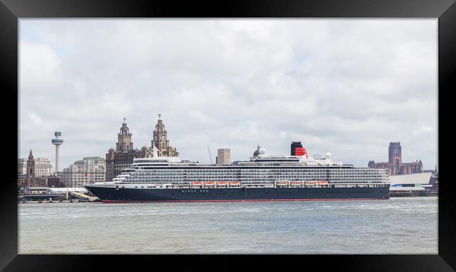 Queen Elizabeth on the Liverpool waterfront Framed Print by Jason Wells